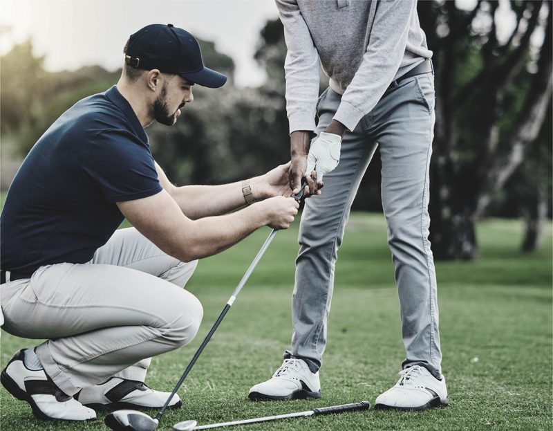 Golf lesson on a green